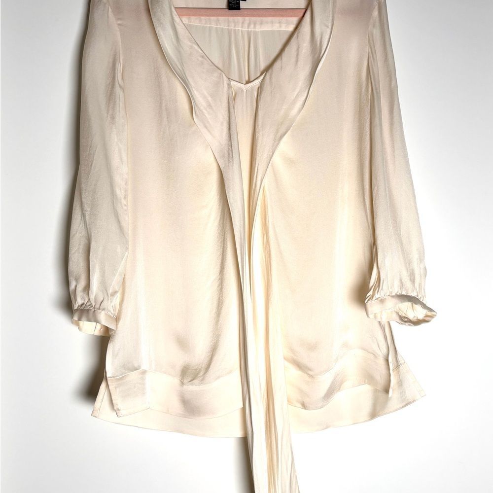 Vintage Ralph Lauren Ivory Silk Blouse | Draped Neck Minimalist Top